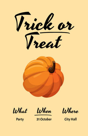 Plantilla de diseño de Halloween Party Announcement With Illustration of Pumpkin Invitation 5.5x8.5in 