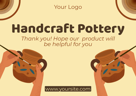 Handcraft Pottery Offer With Painted Vases Card Design Template