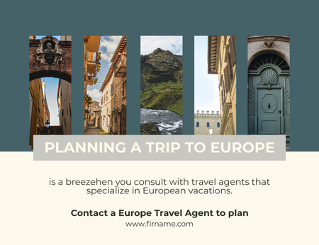 Modèle de visuel Offre de Voyage en Europe avec Collage de Sites - Thank You Card 5.5x4in Horizontal