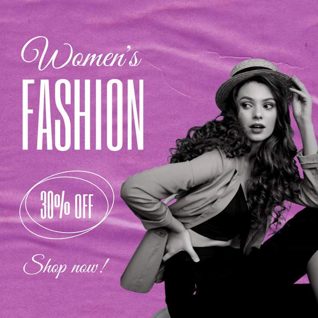 Stylish Women's Fashion Clothes on Purple Instagram Design Template