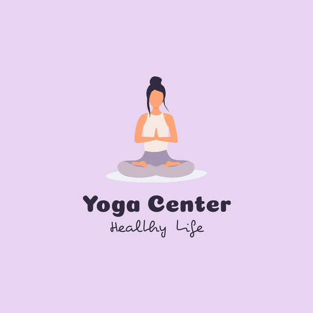 Yoga Center Ad with Woman in Lotus Pose Logo – шаблон для дизайну