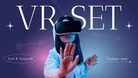 Woman in Virtual Reality Glasses Youtube Thumbnail Tasarım Şablonu