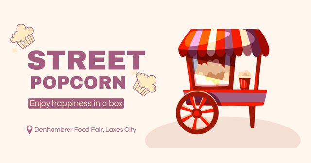 Ontwerpsjabloon van Facebook AD van Street Food Ad with Popcorn