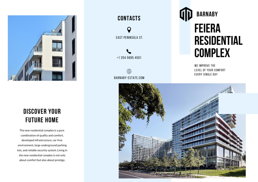 Residential Complex Offer with Modern Houses Brochure Design Template