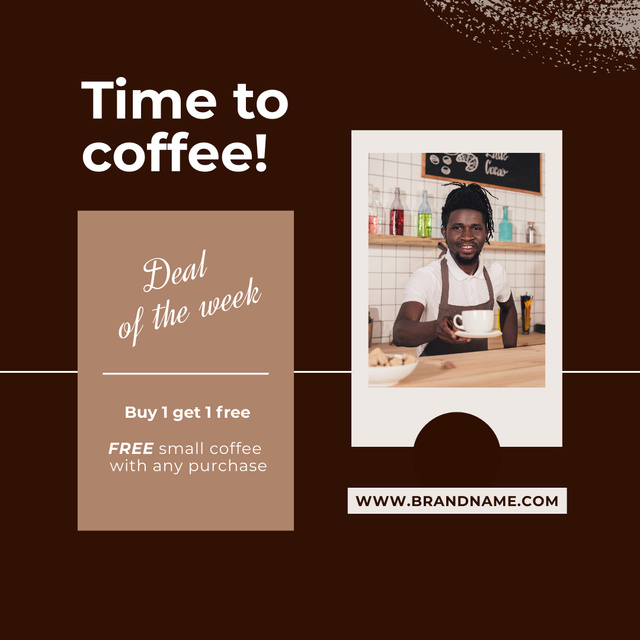 Designvorlage Happy Barista Serving Coffee für Instagram