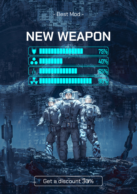 New Game Weapon Ad Poster A3 Šablona návrhu