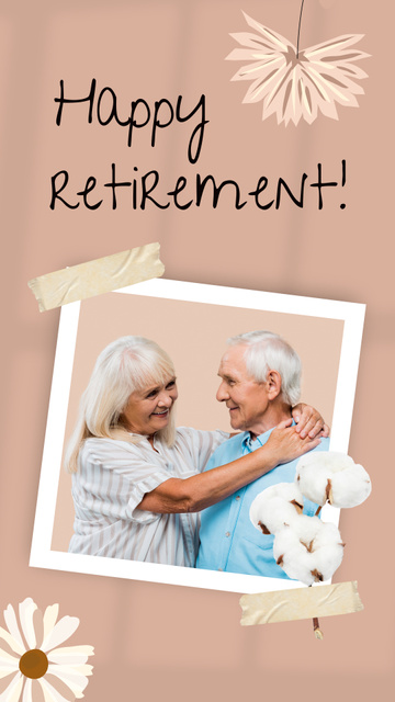 Flowers And Hug For Happy Retirement Congrats Instagram Video Story Design Template