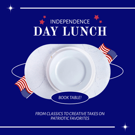 USA Independence Day Lunch Invitation Animated Post Design Template