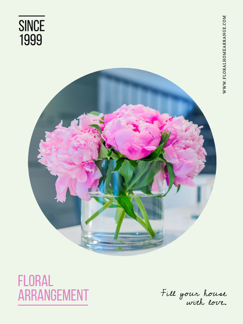 Designvorlage Floral arrangement services with Flower in blue für Poster US