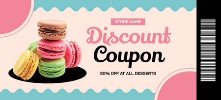 Colorful Macarons Discount Coupon 3.75x8.25in Design Template