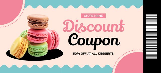 Colorful Macarons Discount Coupon 3.75x8.25inデザインテンプレート