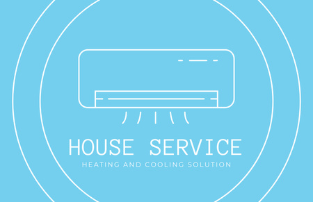 House Heating and Cooling Solution Blue Business Card 85x55mm Tasarım Şablonu