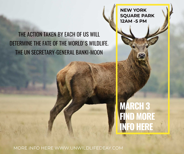 Eco Event announcement with Wild Deer Facebook Design Template