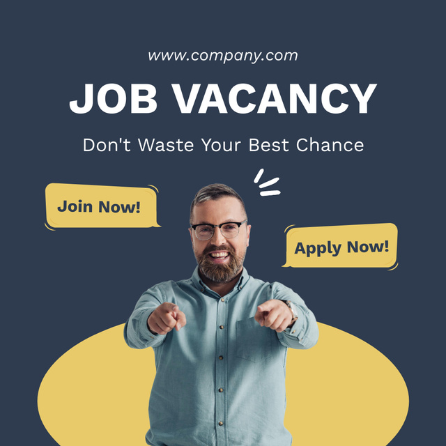 Best Job Vacancy Grey and Yellow Instagram tervezősablon