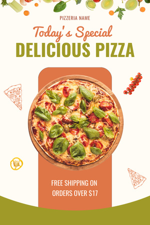 Designvorlage Special Food Offer with Delicious Pizza für Pinterest