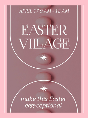 Pääsiäisloman juhlailmoitus vaaleanpunaisten munien kanssa Poster 36x48in Design Template