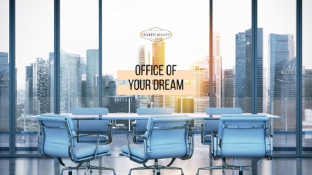 Ontwerpsjabloon van Presentation Wide van kantoor van de droom ad met uitzicht op de stad