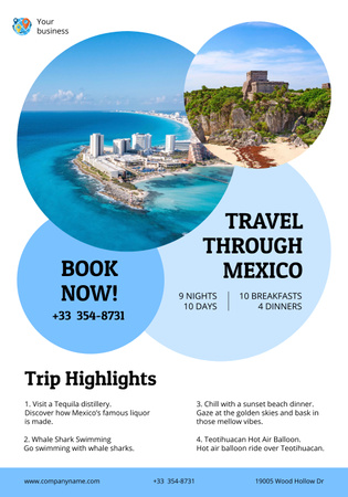 Travel Tour in Mexico Poster 28x40in Design Template