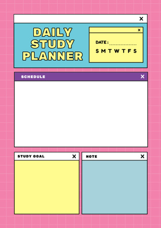 Daily Study Plan with Bright Signs Schedule Planner Design Template