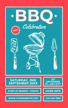 BBQ Celebration Ad in Retro Style Invitation 4.6x7.2in Design Template