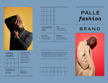 Módní reklama s mladými muži ve stylovém oblečení Brochure 8.5x11in Šablona návrhu
