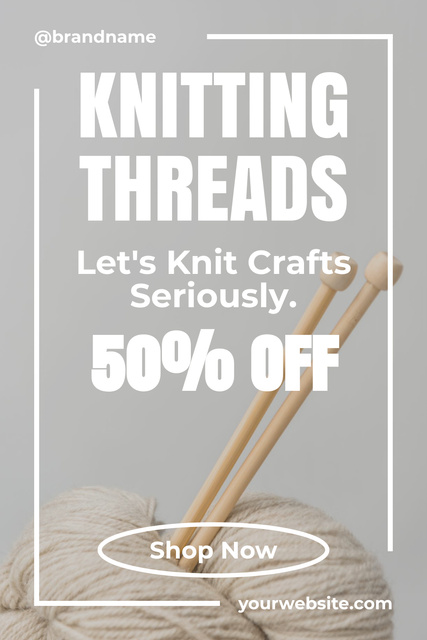 Designvorlage Discount on Knitting Threads für Pinterest