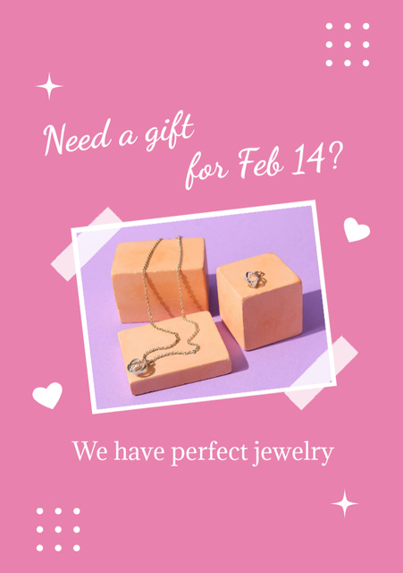 Ontwerpsjabloon van Postcard A5 Vertical van Precious Jewelry For Valentine`s Day