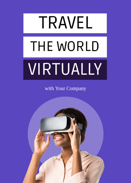 VR Glasses For Travelling In Digital World Postcard 5x7in Vertical Design Template