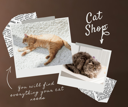 Pet Store Promotion with Cute Cats Facebook Design Template