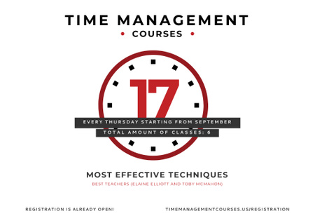 Time management courses Poster B2 Horizontal Design Template