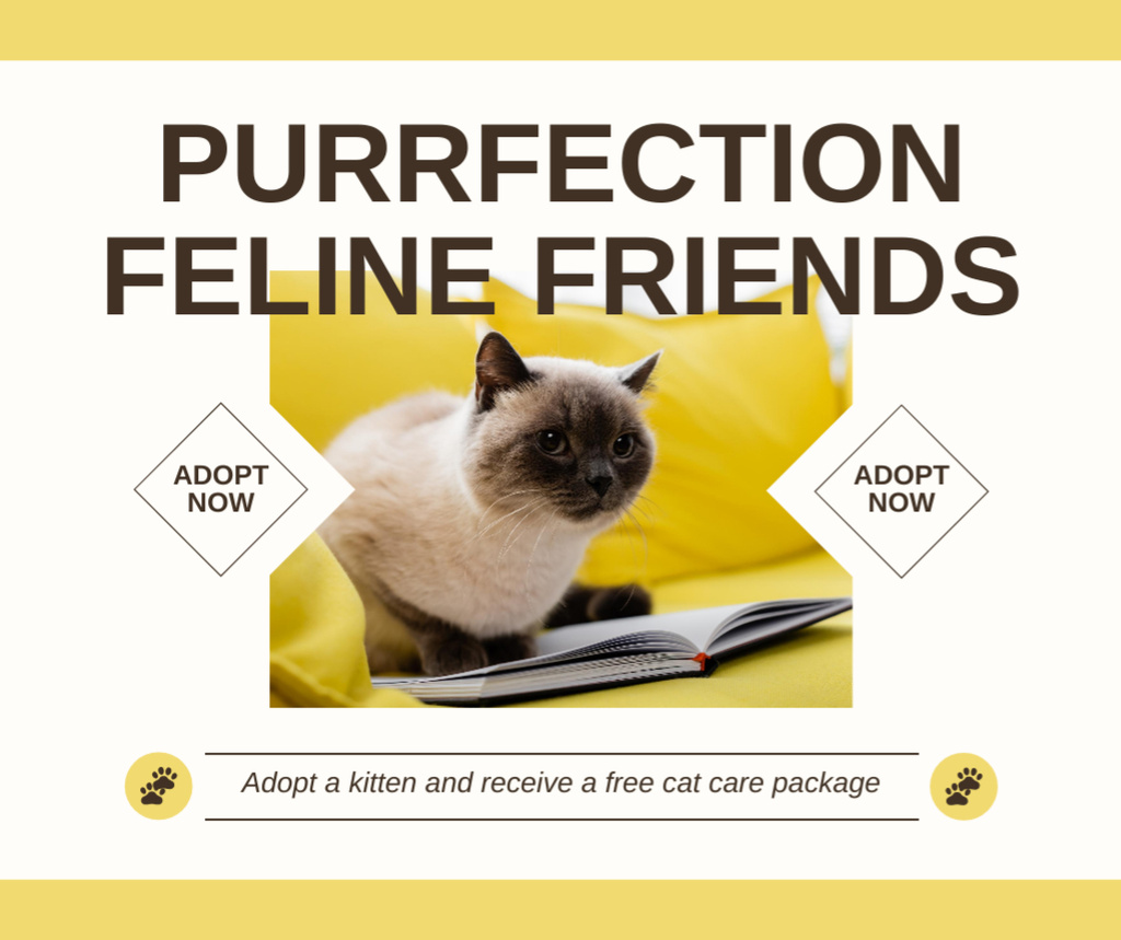 Designvorlage Adopt Feline Friend Today für Facebook