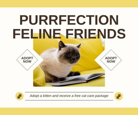 Adopt Feline Friend Today Facebook Design Template