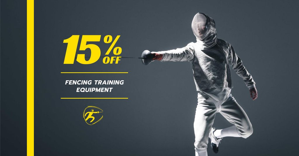 Fencing Club Ad with Fencer Facebook AD Πρότυπο σχεδίασης