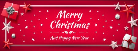 Merry Christmas Greeting in Red color Facebook cover Design Template