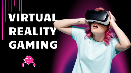Designvorlage Woman in Virtual Reality Glasses für Youtube Thumbnail