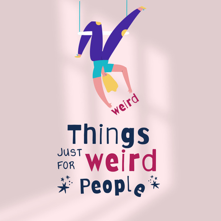 Platilla de diseño Cute Phrase with Funny Man hanging upside down Instagram