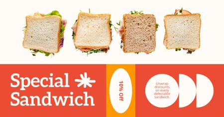 Offer of Special Sandwich with Discount Facebook AD Design Template
