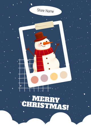 Karácsonyi boldog hóember keretben Postcard A6 Vertical tervezősablon