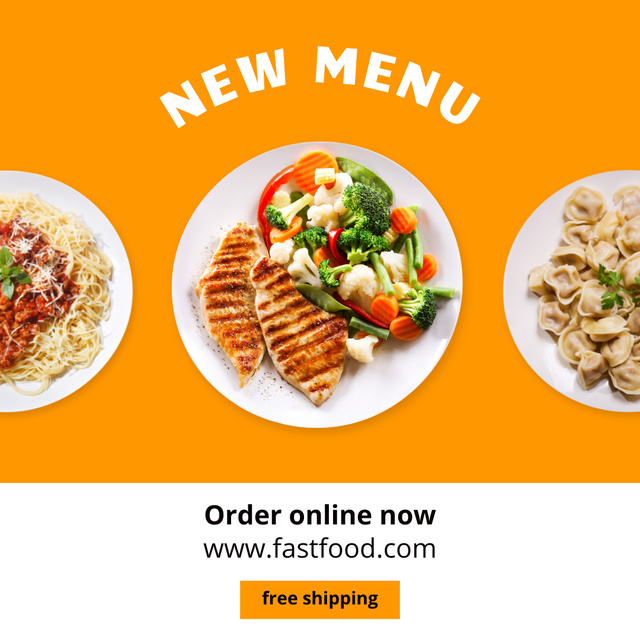 Plantilla de diseño de New Offer with Vegetables And Meat In Restaurant Instagram 