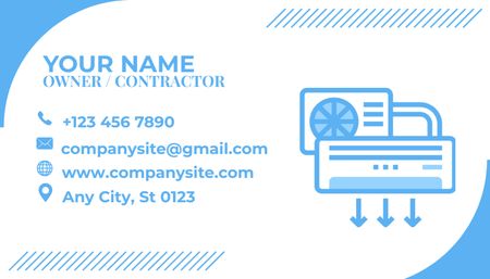 HVAC Specialist's Simple Blue and White Ad Business Card US Design Template