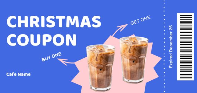 Christmas Hot Drinks Offer in Blue Coupon Din Large Πρότυπο σχεδίασης
