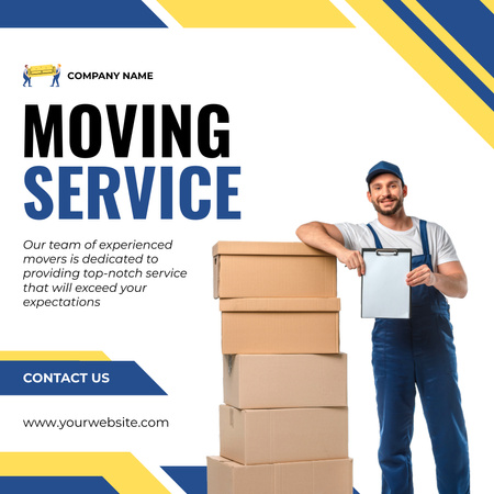 Moving Services Offer with Stack of Boxes Instagram Design Template