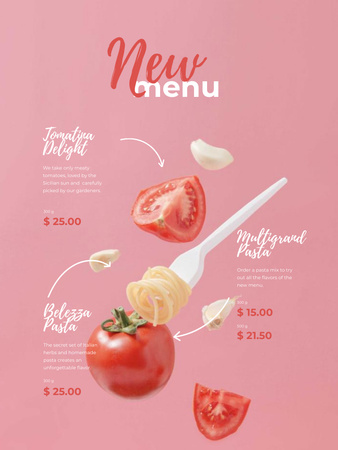 Pasta Dish with Tomatoes Poster US Design Template