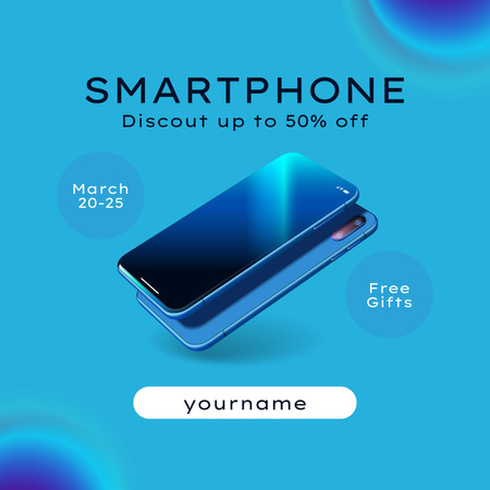 Blue Smartphone Discount Offer Instagram AD Design Template