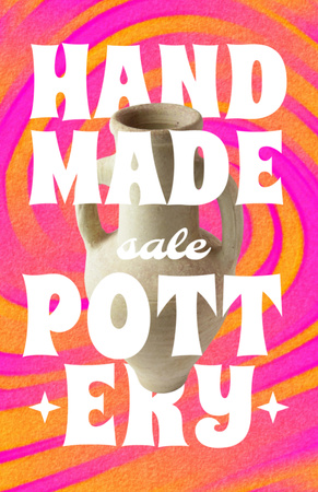 Handmade Pottery Ad with Clay Pot Flyer 5.5x8.5in Tasarım Şablonu