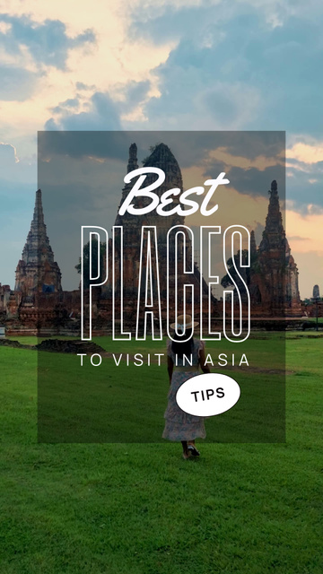 Designvorlage Best Places to Visit in Asia with Tourist für Instagram Video Story