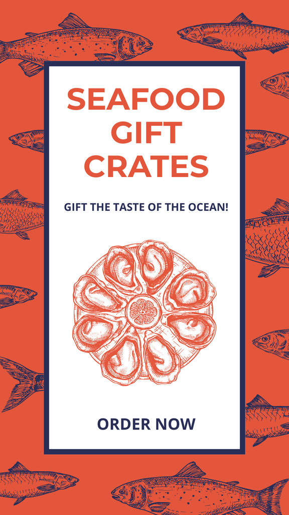Plantilla de diseño de Offer of Seafood Gifts with Illustration of Oysters Instagram Story 