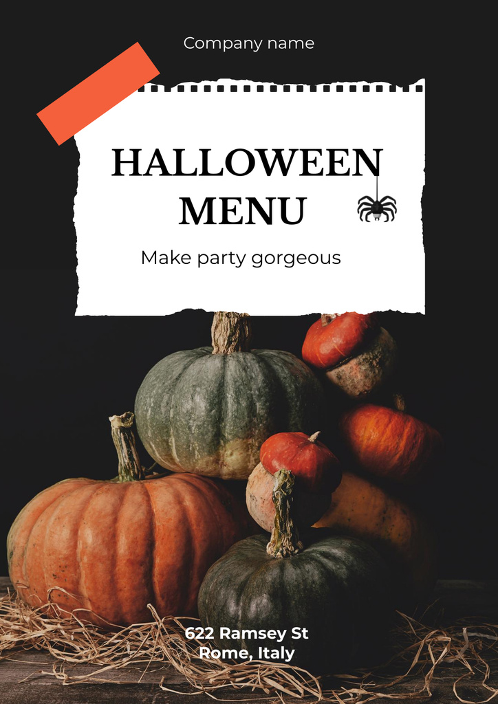 Halloween Special Menu Announcement with Ripe Pumpkins Poster Design Template