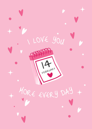 Ontwerpsjabloon van Postcard 5x7in Vertical van Valentine's Day Congratulations With Cute Hearts