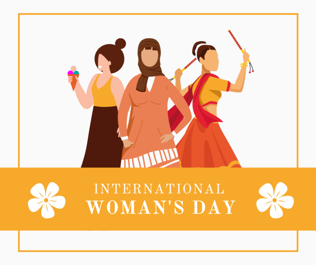 Diverse Women on International Women's Day Facebook Design Template